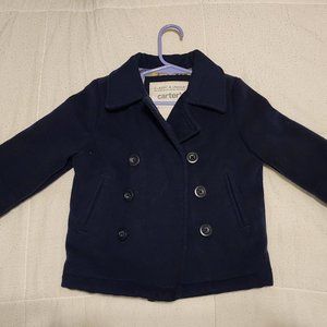 Carter's Boys Navy Faux Wool Pea Coat Size 24 months